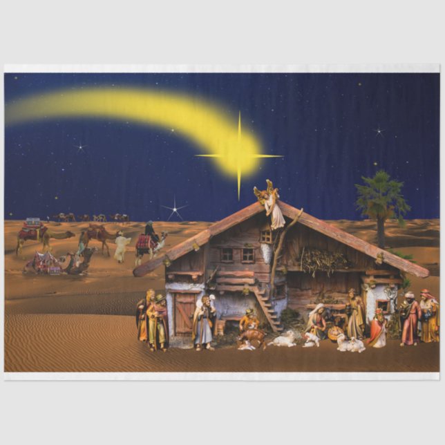 Papier Mousseline Noël Nativité Manger 2 Découpage Tissu papier (Recto)
