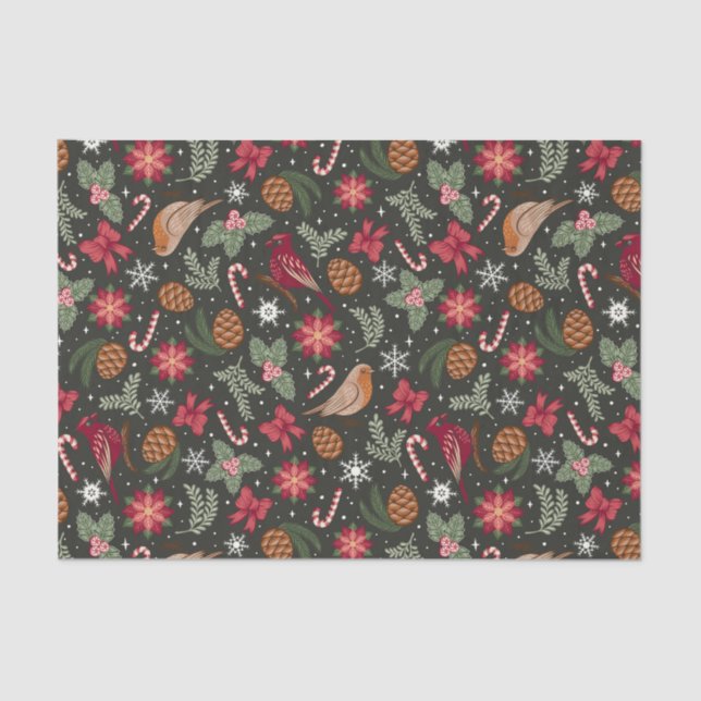 Papier Mousseline Noël naturel Ditsy (Recto)