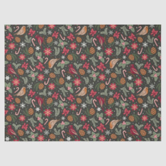 Papier Mousseline Noël naturel Ditsy