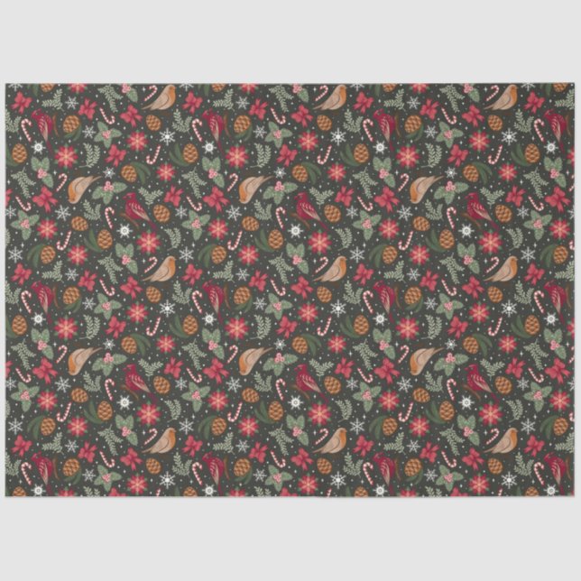 Papier Mousseline Noël naturel Ditsy (Recto)