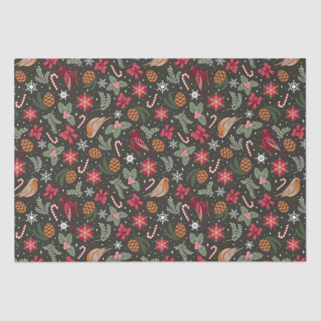 Papier Mousseline Noël naturel Ditsy (Recto)