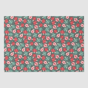 Papier Mousseline Noël Ornement Baubles Rouge Vert