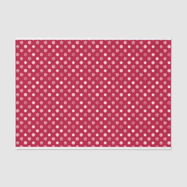 Papier Mousseline Noël Peppermenthe Candy Lollipops Polka Dot (Recto)