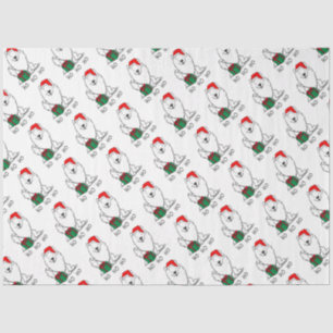 Papier Mousseline Noël Père Noël American Eskimo Chien HO HO HO Mign