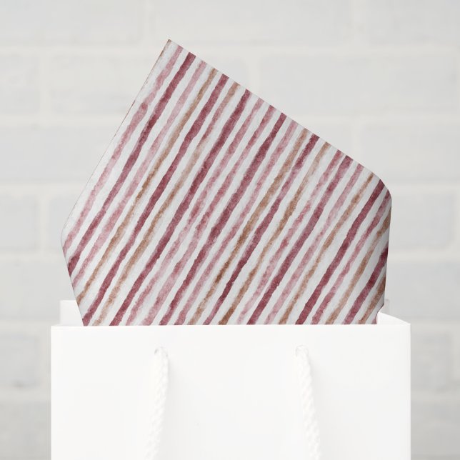 Papier Mousseline Noël Rayures Rose Rouge Blanc (Sac cadeau)