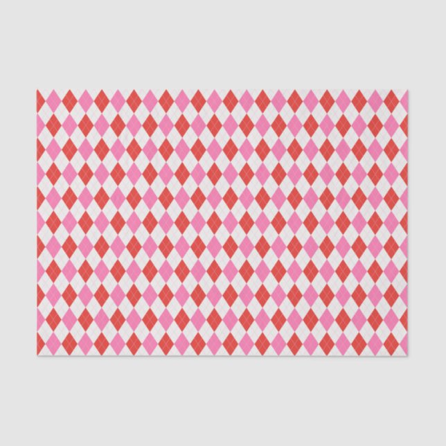 Papier Mousseline Noël rose et Jacquard rouge (Recto)