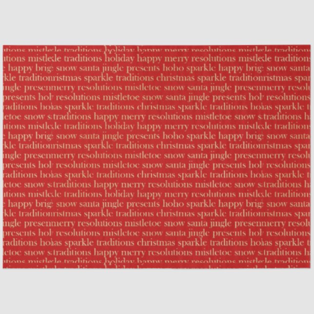 Papier Mousseline Noël rouge et or Joyeux Noël (Recto)