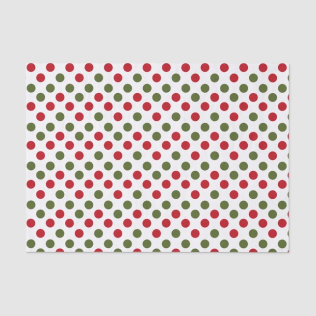 Papier Mousseline Noël Rouge Et Vert Pois (Recto)