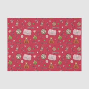 Papier Mousseline Noël rouge rétro couleur mignon