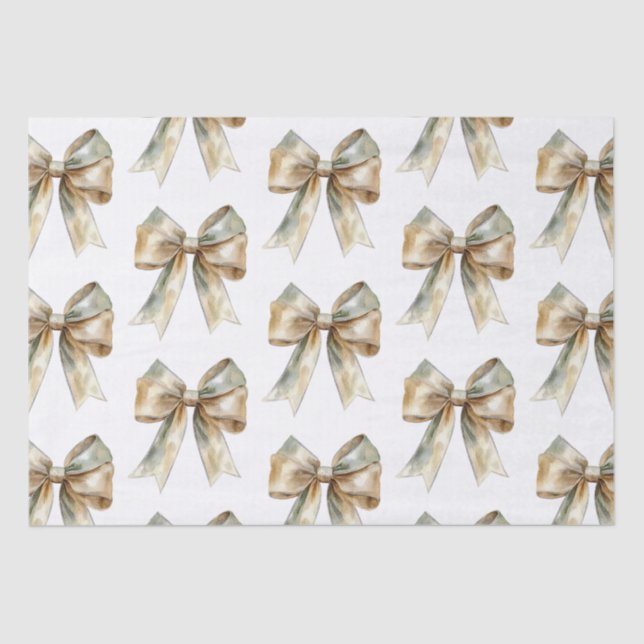Papier Mousseline Noël Rustique Chic Gold Bows (Recto)