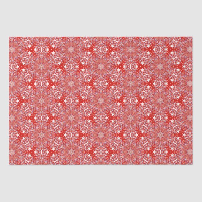 Papier Mousseline Noël Snowflake Motif Rouge Luxe (Recto)