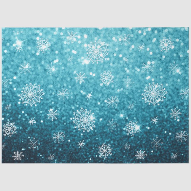 Papier Mousseline Noël Snowflakes hiver neige avec Parties scintilla (Recto)