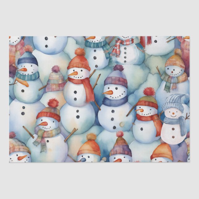Papier Mousseline Noël Snowman Kids (Recto)