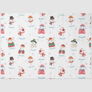 Papier Mousseline Noël Snowmen Snowman Motif