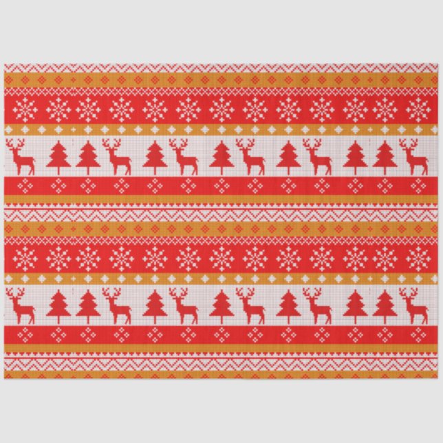 Papier Mousseline Noël Sweater Pine Trees Snowflakes Noël (Recto)