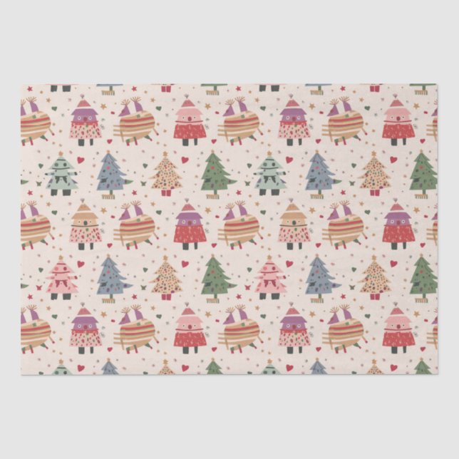 Papier Mousseline Noël unique et fantaisiste  (Recto)