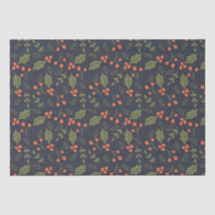 Papier Mousseline Noël Vacances Modernes Foliage Holly Botanique