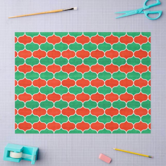 Papier Mousseline Noël Vacances Rouge et vert Motif oignon (Artisanat)