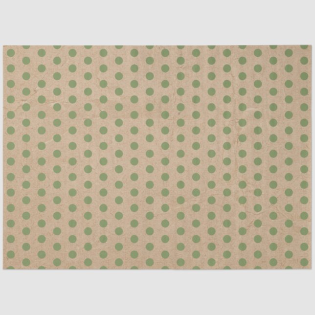 Papier Mousseline Noël Vert Pois Kraft (Recto)