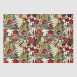 Papier Mousseline Noël victorien classique rouge et vert
