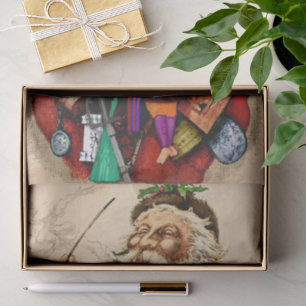 Papier Mousseline Noël Vintage, Jouets de tuyaux du Père Noël victor