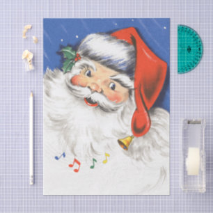 Papier Mousseline Noël vintage, joyeux Père Noël avec de la musique