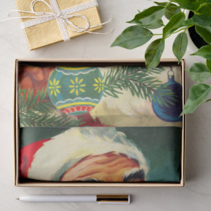 Papier Mousseline Noël vintage, joyeux Père Noël rétro des années 50