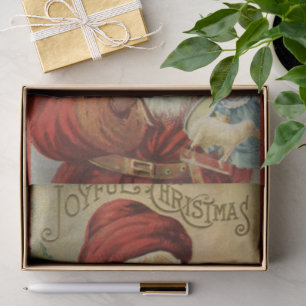 Papier Mousseline Noël vintage, Père Noël victorien avec arbre