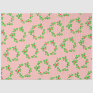 Papier Mousseline Noël Vintage Rose Vert Rouge Vintage