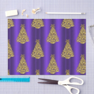 Papier Mousseline Noël Violet et Or
