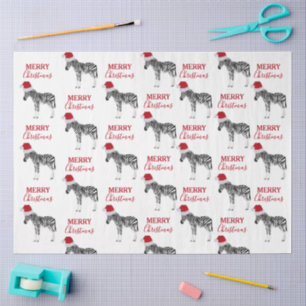 Papier Mousseline Noël Zebra Funny Animal avec Santa Hat