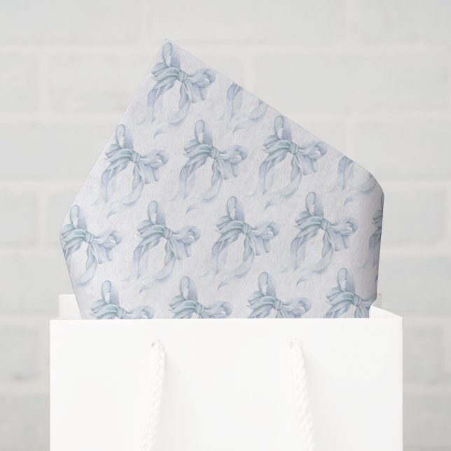 Papier Mousseline Nœud Bleu  (Sac cadeau)