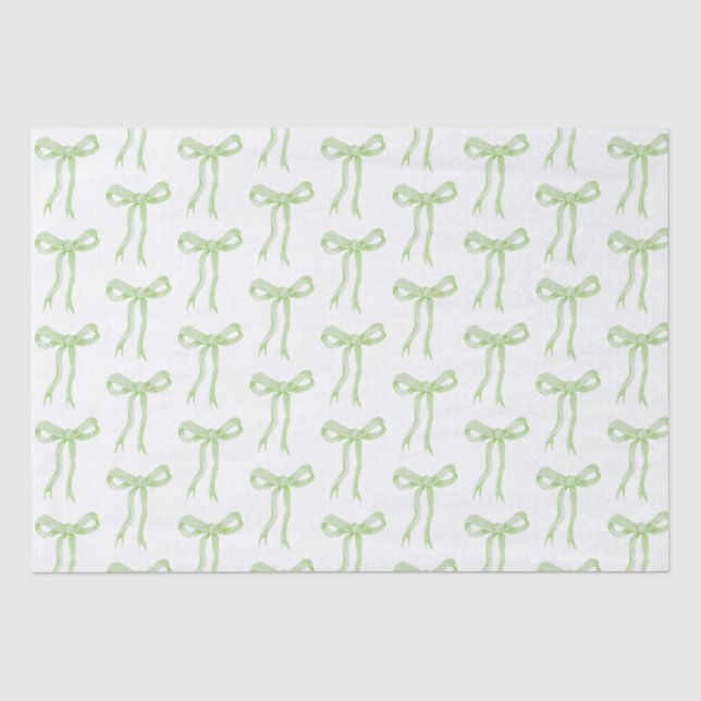 Papier Mousseline Nœud de ruban vert coquette (Recto)