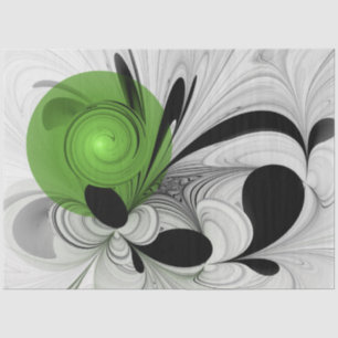 Papier Mousseline Noir Abstrait et blanc avec art fractal vert