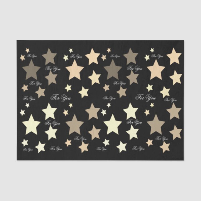 Papier Mousseline Noir Avec Étoiles De Crème (Recto)
