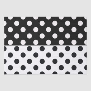 Papier Mousseline Noir Blanc demi-couleur fractionné en Pois Inverse