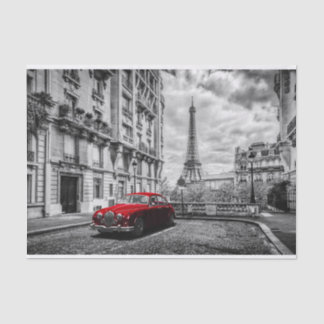 Papier Mousseline Noir, blanc et rouge de tour d'Eiffle