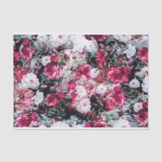 Papier Mousseline Noir blanc mauve rose floral de roses victoriens