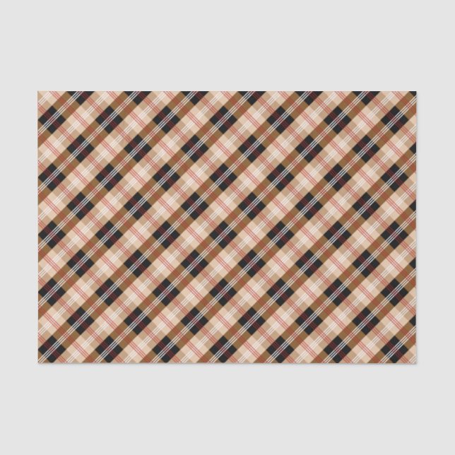 Papier Mousseline Noir britannique et plaid tan (Recto)
