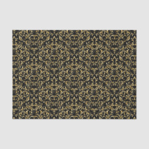Papier Mousseline Noir de style élégant et damassé d'or
