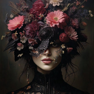 Papier Mousseline Noir Enchanté – Déesse de Fleur Gothique Découpe