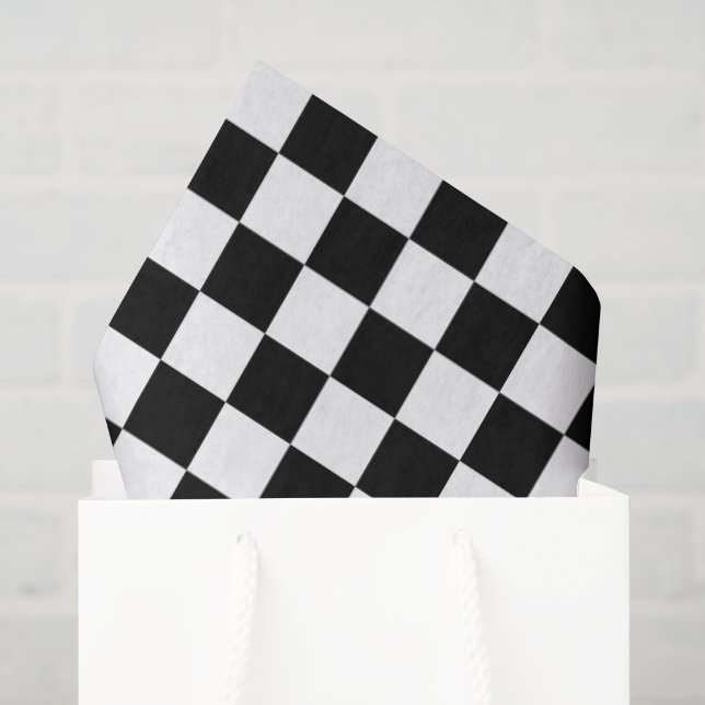 Papier Mousseline Noir et Blanc à Carreaux (Sac cadeau)