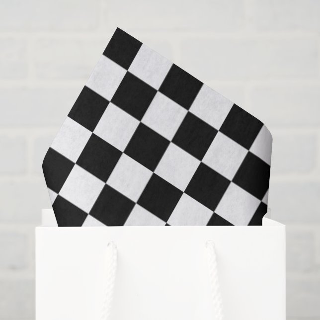 Papier Mousseline Noir et Blanc à Carreaux (Sac cadeau)
