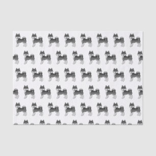 Papier Mousseline Noir Et Blanc Alaskan Klee Kai Cute Dog Motif