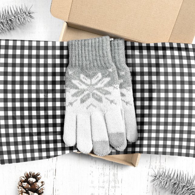 Papier Mousseline Noir et blanc Buffalo Plaid Noël (Créateur téléchargé)
