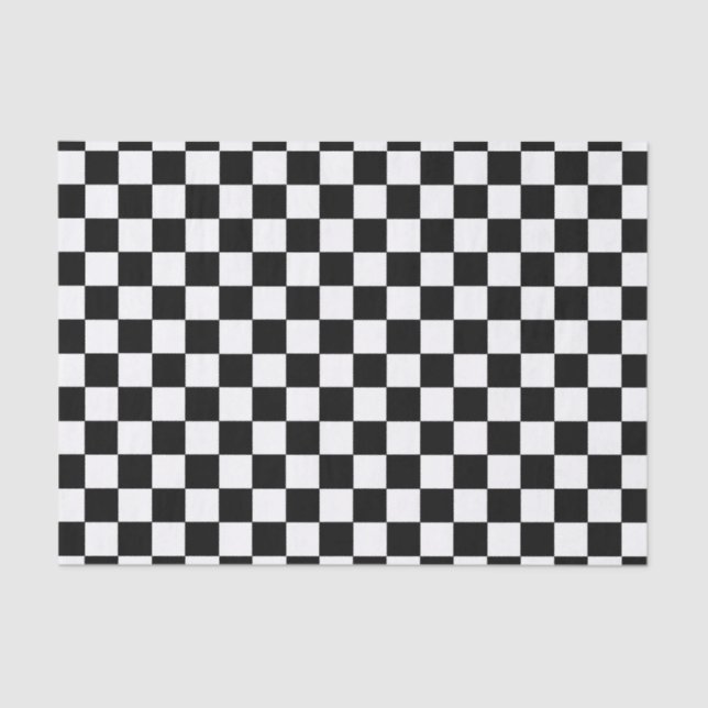 Papier Mousseline Noir et blanc Checkered (Recto)