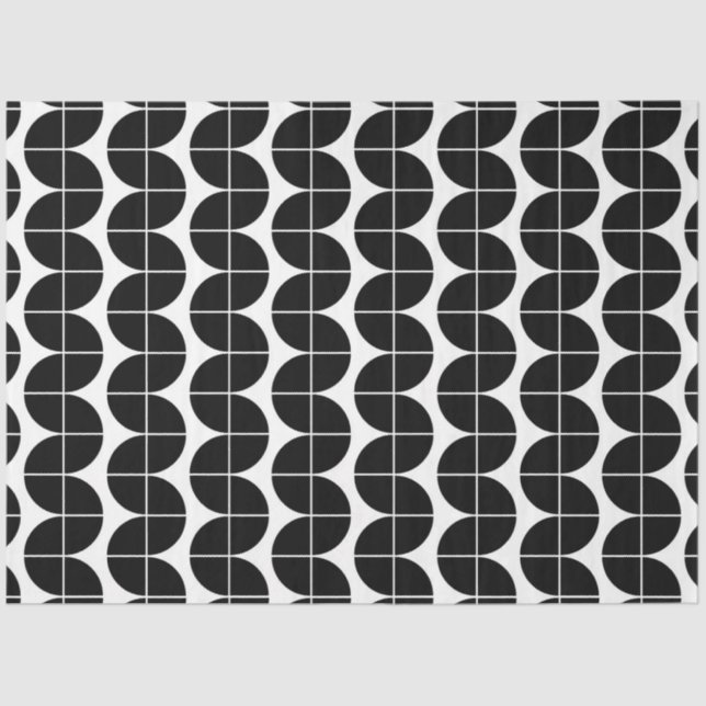 Papier Mousseline Noir et blanc Mid-Century Motif Abstrait moderne (Recto)