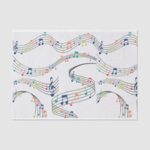 Papier Mousseline Noir et blanc note musicienne Motif
