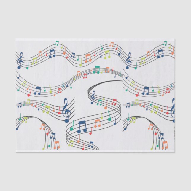 Papier Mousseline Noir et blanc note musicienne Motif (Recto)
