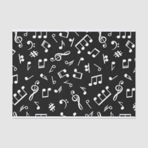 Papier Mousseline Noir et blanc note musicienne Motif